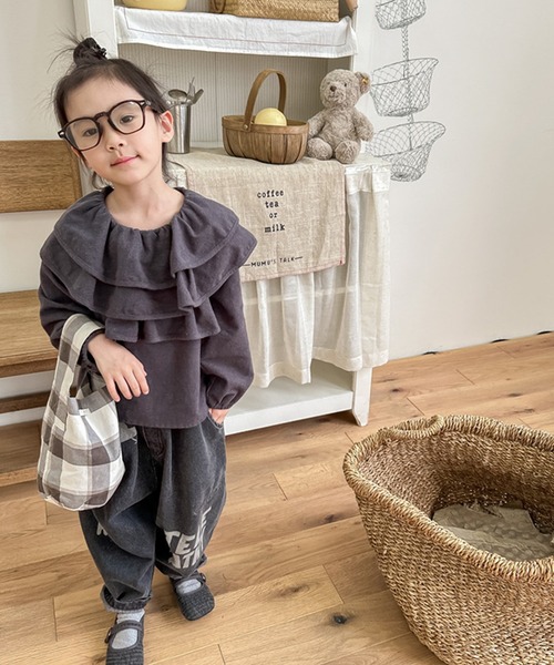 aimoha（アイモハ）の「【aimoha-KIDS-】フリルカラートップス（Tシャツ/カットソー・キッズ・ダークグレー/ネイビー・80/90/100/110/120/130）」の19枚目の写真