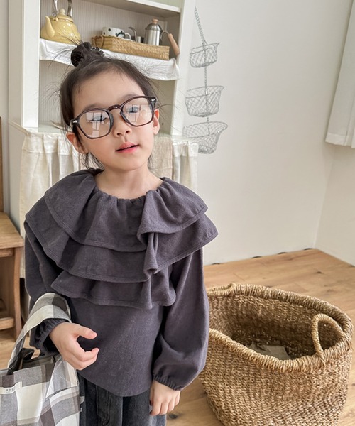 aimoha（アイモハ）の「【aimoha-KIDS-】フリルカラートップス（Tシャツ/カットソー・キッズ・ダークグレー/ネイビー・80/90/100/110/120/130）」の20枚目の写真