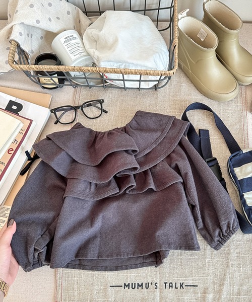 aimoha（アイモハ）の「【aimoha-KIDS-】フリルカラートップス（Tシャツ/カットソー・キッズ・ダークグレー/ネイビー・80/90/100/110/120/130）」の13枚目の写真