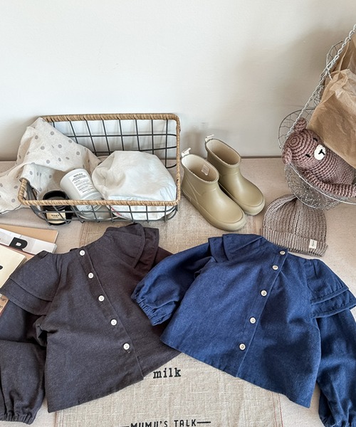 aimoha（アイモハ）の「【aimoha-KIDS-】フリルカラートップス（Tシャツ/カットソー・キッズ・ダークグレー/ネイビー・80/90/100/110/120/130）」の4枚目の写真