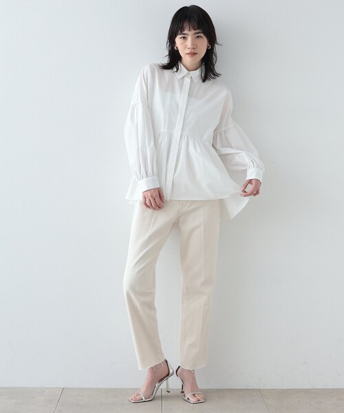 GALLEST（ギャレスト）の「◆ペプラムギャザーブラウス（シャツ/ブラウス・レディース・ホワイト/ライトグレー/ライトブルー/ライトグリーン・38/34）」の5枚目の写真