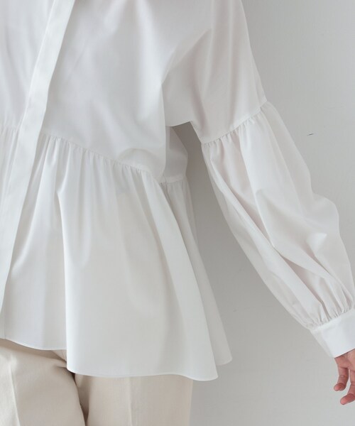 GALLEST（ギャレスト）の「◆ペプラムギャザーブラウス（シャツ/ブラウス・レディース・ホワイト/ライトグレー/ライトブルー/ライトグリーン・38/34）」の8枚目の写真