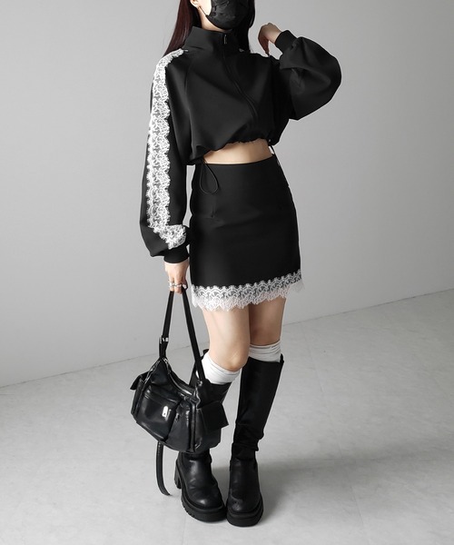 me+em select（ミームセレクト）の「※※【 セットアップ着用可能 】サイドラインハイウエストミニスカート ／ sideline high waist mini skirt（スカート・レディース・ブラック/ブラック系1/ブラック系2・SMALL/MEDIUM/LARGE）」の16枚目の写真