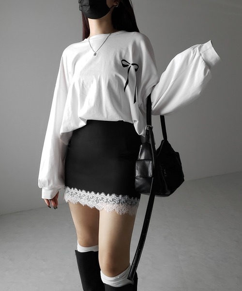 me+em select（ミームセレクト）の「※※【 セットアップ着用可能 】サイドラインハイウエストミニスカート ／ sideline high waist mini skirt（スカート・レディース・ブラック/ブラック系1/ブラック系2・SMALL/MEDIUM/LARGE）」の7枚目の写真