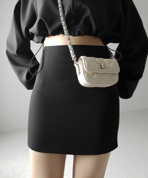セットアップ着用可能 】サイドラインハイウエストミニスカート