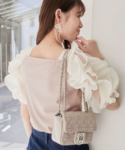 MAJESTIC LEGON(マジェスティックレゴン)の「シアーフリルスリーブトップス(Tシャツ/カットソー・レディース・ピンク/グレー/オフホワイト・MEDIUM)」の11枚目の写真