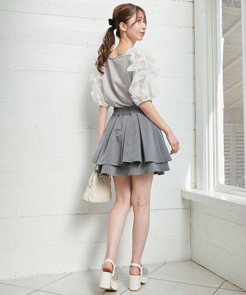 MAJESTIC LEGON(マジェスティックレゴン)の「シアーフリルスリーブトップス(Tシャツ/カットソー・レディース・ピンク/グレー/オフホワイト・MEDIUM)」の15枚目の写真