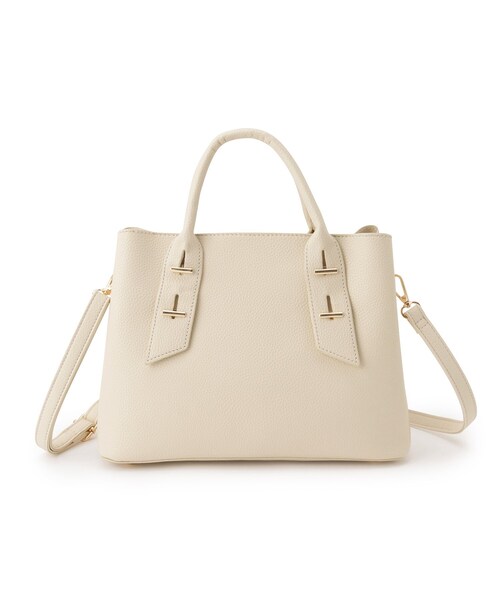 ITS'DEMO（イッツデモ）の「◆【仕分けしやすい／底鋲付き】メタルパーツ2WAYトート（トートバッグ・レディース・ライトグリーン/アイボリー/ナチュラル/ブラック・00）」の2枚目の写真