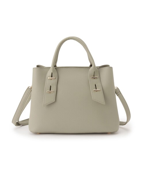 ITS'DEMO（イッツデモ）の「◆【仕分けしやすい／底鋲付き】メタルパーツ2WAYトート（トートバッグ・レディース・ライトグリーン/アイボリー/ナチュラル/ブラック・00）」の6枚目の写真