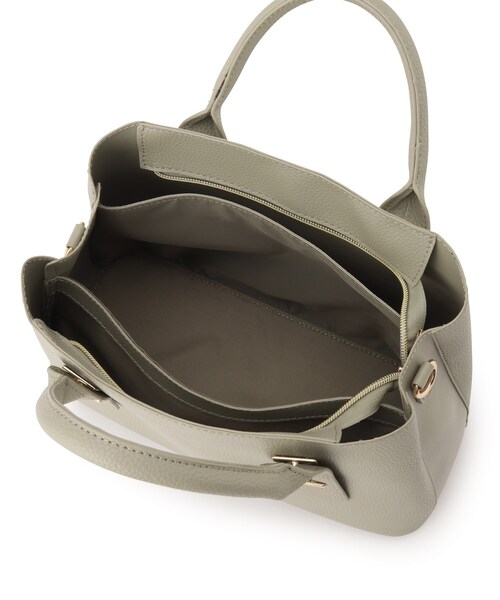 ITS'DEMO（イッツデモ）の「◆【仕分けしやすい／底鋲付き】メタルパーツ2WAYトート（トートバッグ・レディース・ライトグリーン/アイボリー/ナチュラル/ブラック・00）」の10枚目の写真