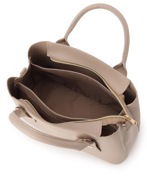 ITS'DEMO（イッツデモ）の「◆【仕分けしやすい／底鋲付き】メタルパーツ2WAYトート（トートバッグ・レディース・ライトグリーン/アイボリー/ナチュラル/ブラック・00）」の12枚目の写真