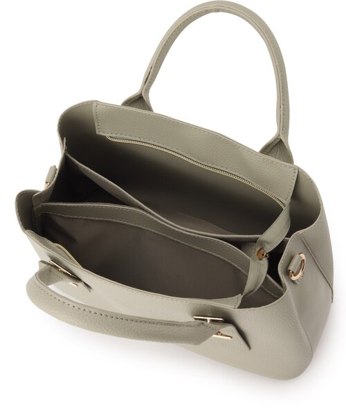 ITS'DEMO（イッツデモ）の「◆【仕分けしやすい／底鋲付き】メタルパーツ2WAYトート（トートバッグ・レディース・ライトグリーン/アイボリー/ナチュラル/ブラック・00）」の14枚目の写真