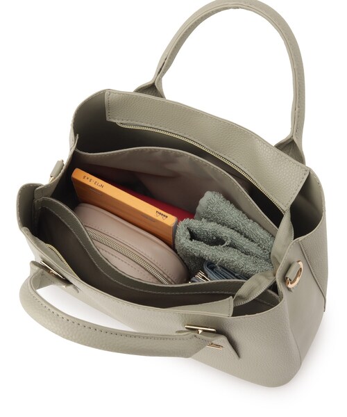 ITS'DEMO（イッツデモ）の「◆【仕分けしやすい／底鋲付き】メタルパーツ2WAYトート（トートバッグ・レディース・ライトグリーン/アイボリー/ナチュラル/ブラック・00）」の15枚目の写真