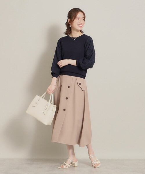 ITS'DEMO（イッツデモ）の「◆【仕分けしやすい／底鋲付き】メタルパーツ2WAYトート（トートバッグ・レディース・ライトグリーン/アイボリー/ナチュラル/ブラック・00）」の17枚目の写真