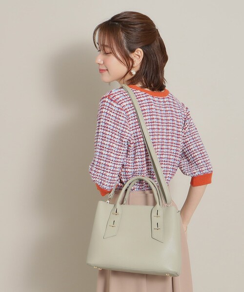 ITS'DEMO（イッツデモ）の「◆【仕分けしやすい／底鋲付き】メタルパーツ2WAYトート（トートバッグ・レディース・ライトグリーン/アイボリー/ナチュラル/ブラック・00）」の21枚目の写真