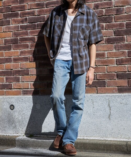 FREAK'S STORE（フリークスストア）の「ブリーチ加工 オープンカラー オンブレチェック シャツ/ショートスリーブ/リラックスフィット BLEACH OMBRE OC SHIRT SS（シャツ/ブラウス・メンズ・ホワイト/ブラック/ブルー/グリーン・MEDIUM/LARGE）」の19枚目の写真