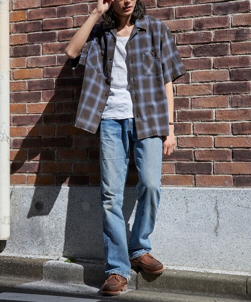 FREAK'S STORE（フリークスストア）の「ブリーチ加工 オープンカラー オンブレチェック シャツ/ショートスリーブ/リラックスフィット BLEACH OMBRE OC SHIRT SS（シャツ/ブラウス・メンズ・ホワイト/ブラック/ブルー/グリーン・MEDIUM/LARGE）」の20枚目の写真