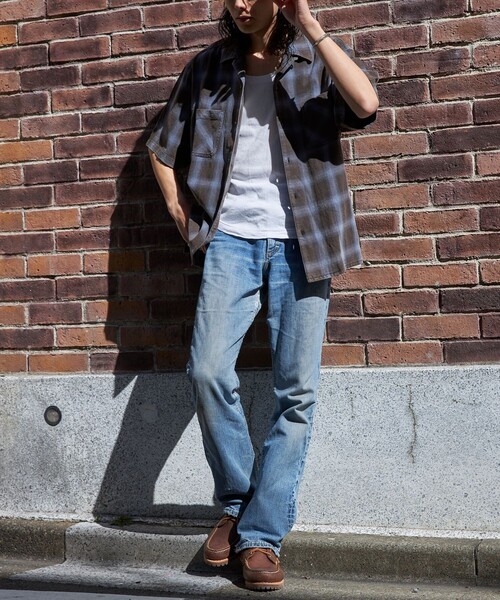 FREAK'S STORE（フリークスストア）の「ブリーチ加工 オープンカラー オンブレチェック シャツ/ショートスリーブ/リラックスフィット BLEACH OMBRE OC SHIRT SS（シャツ/ブラウス・メンズ・ホワイト/ブラック/ブルー/グリーン・MEDIUM/LARGE）」の21枚目の写真