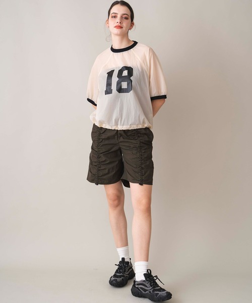 COMMRE(コムル)の「ナイロンシアーナンバリングT(Tシャツ/カットソー・レディース・アイボリー/ブラック・FREE)」の9枚目の写真
