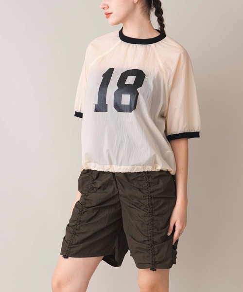 COMMRE(コムル)の「ナイロンシアーナンバリングT(Tシャツ/カットソー・レディース・アイボリー/ブラック・FREE)」の14枚目の写真