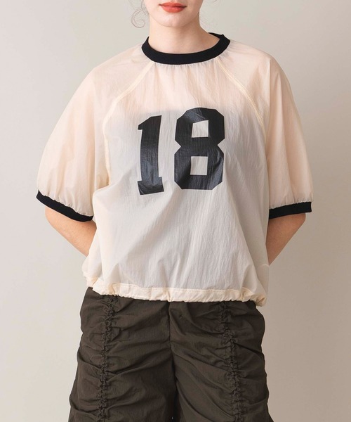 COMMRE(コムル)の「ナイロンシアーナンバリングT(Tシャツ/カットソー・レディース・アイボリー/ブラック・FREE)」の15枚目の写真