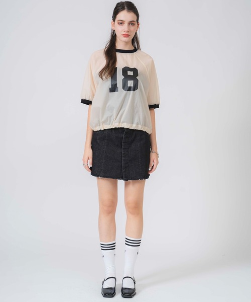 COMMRE(コムル)の「ナイロンシアーナンバリングT(Tシャツ/カットソー・レディース・アイボリー/ブラック・FREE)」の20枚目の写真