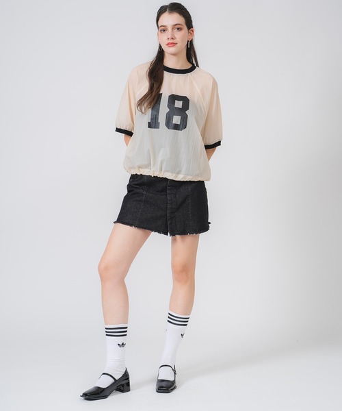 COMMRE(コムル)の「ナイロンシアーナンバリングT(Tシャツ/カットソー・レディース・アイボリー/ブラック・FREE)」の19枚目の写真