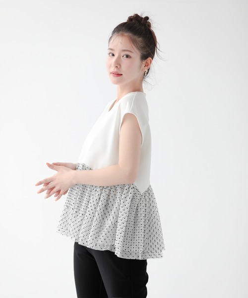☆タグ付き新品☆ツイストデザインティアードトップス☆フィットモア Fit more ツイストデザインティアードトップス レディース