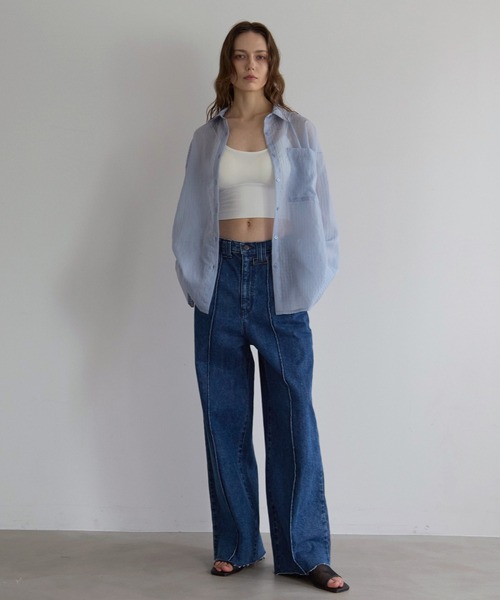 MIELI INVARIANT(ミエリインヴァリアント)の「Pintuck Wide Wash Denim(デニムパンツ・レディース・ブルー・X-SMALL/SMALL/MEDIUM)」の6枚目の写真