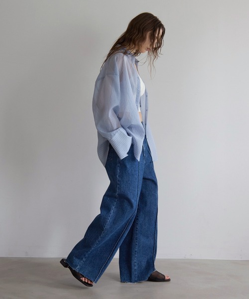 MIELI INVARIANT(ミエリインヴァリアント)の「Pintuck Wide Wash Denim(デニムパンツ・レディース・ブルー・X-SMALL/SMALL/MEDIUM)」の9枚目の写真