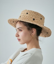 (VINCENT PRADIER)ドットラフィアハット