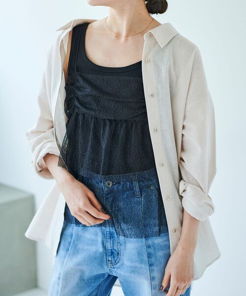 le.coeur blanc（ルクールブラン）の「COTTONストレッチテレコタンク（タンクトップ・レディース・グレイッシュベージュ/カーキオリーブ/オフホワイト/ブラック・38）」の12枚目の写真