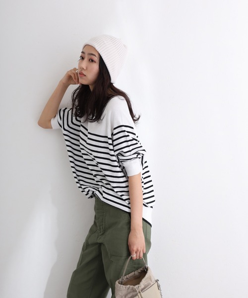 ElegChic（エレグシック）の「パネルボーダードルマンニット（ニット/セーター・レディース・ブラック/オフホワイト/ネイビー・M/XL/4L）」の13枚目の写真