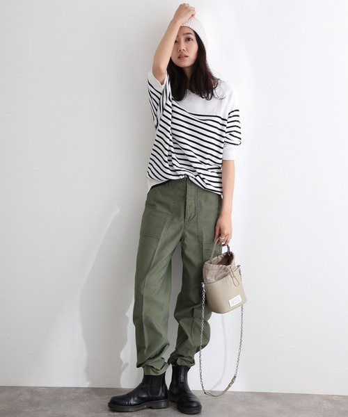 ElegChic（エレグシック）の「パネルボーダードルマンニット（ニット/セーター・レディース・ブラック/オフホワイト/ネイビー・M/XL/4L）」の21枚目の写真