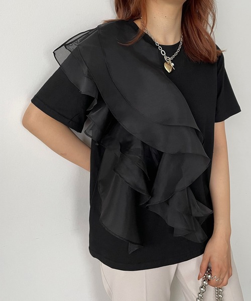 antic rag（アンティックラグ）の「オーガンジーフリルTシャツ（Tシャツ/カットソー・レディース・ホワイト/ブラック・FREE）」の19枚目の写真