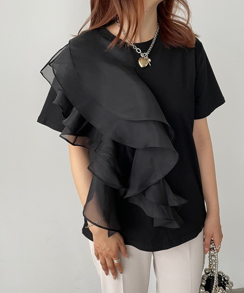 antic rag（アンティックラグ）の「オーガンジーフリルTシャツ（Tシャツ/カットソー・レディース・ホワイト/ブラック・FREE）」の20枚目の写真