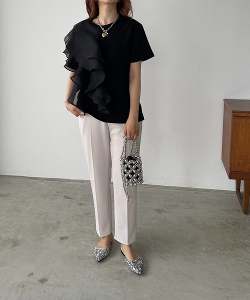 antic rag（アンティックラグ）の「オーガンジーフリルTシャツ（Tシャツ/カットソー・レディース・ホワイト/ブラック・FREE）」の11枚目の写真