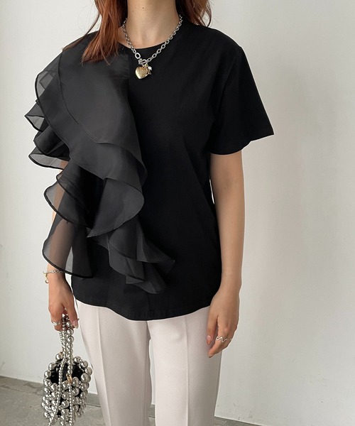 antic rag（アンティックラグ）の「オーガンジーフリルTシャツ（Tシャツ/カットソー・レディース・ホワイト/ブラック・FREE）」の18枚目の写真