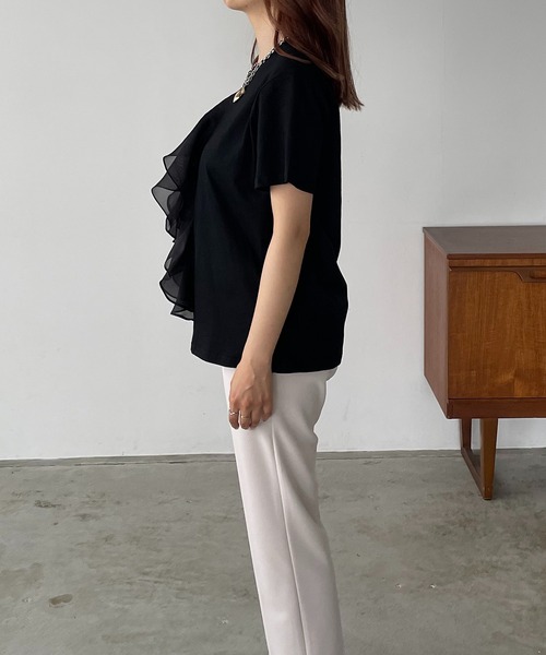 antic rag（アンティックラグ）の「オーガンジーフリルTシャツ（Tシャツ/カットソー・レディース・ホワイト/ブラック・FREE）」の6枚目の写真
