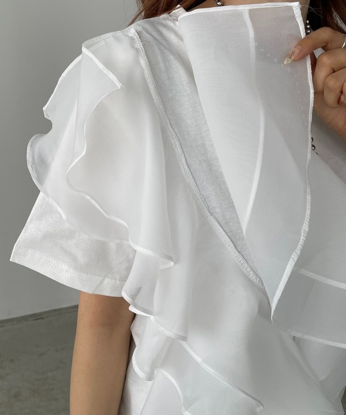 antic rag（アンティックラグ）の「オーガンジーフリルTシャツ（Tシャツ/カットソー・レディース・ホワイト/ブラック・FREE）」の14枚目の写真