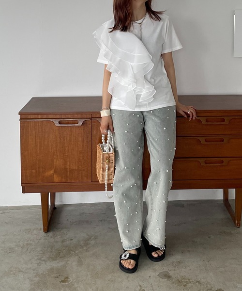 antic rag（アンティックラグ）の「オーガンジーフリルTシャツ（Tシャツ/カットソー・レディース・ホワイト/ブラック・FREE）」の15枚目の写真