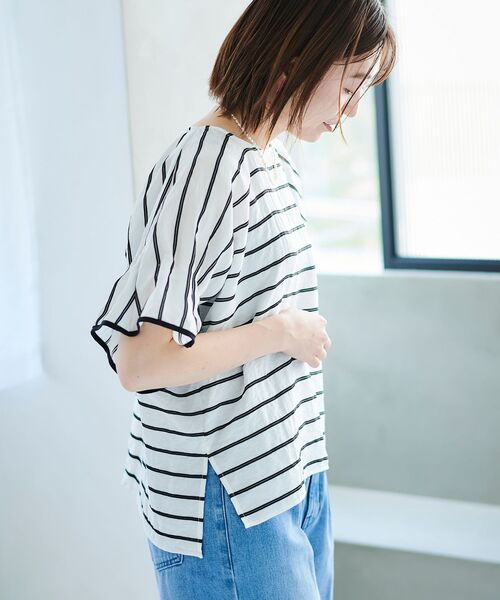 le.coeur blanc（ルクールブラン）の「ドビーボーダーギャザーブラウス（シャツ/ブラウス・レディース・ホワイト系その他/オレンジ系その他/ブラック系その他・38）」の20枚目の写真