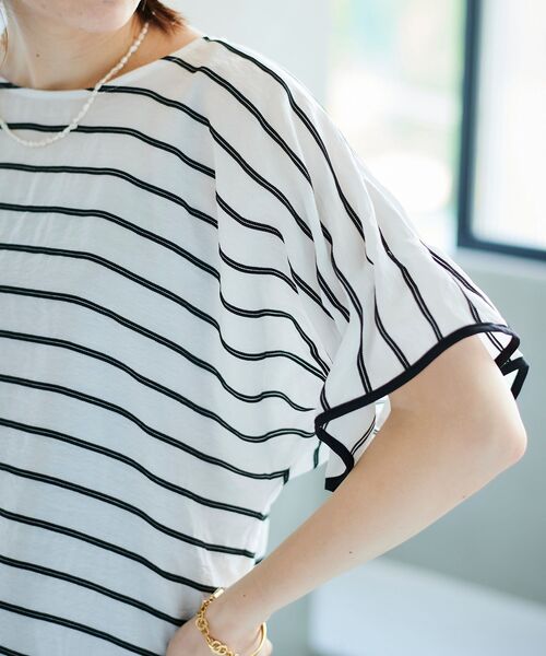 le.coeur blanc（ルクールブラン）の「ドビーボーダーギャザーブラウス（シャツ/ブラウス・レディース・ホワイト系その他/オレンジ系その他/ブラック系その他・38）」の22枚目の写真