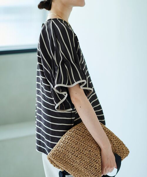 le.coeur blanc（ルクールブラン）の「ドビーボーダーギャザーブラウス（シャツ/ブラウス・レディース・ホワイト系その他/オレンジ系その他/ブラック系その他・38）」の17枚目の写真