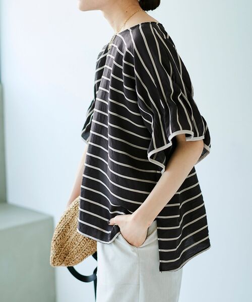 le.coeur blanc（ルクールブラン）の「ドビーボーダーギャザーブラウス（シャツ/ブラウス・レディース・ホワイト系その他/オレンジ系その他/ブラック系その他・38）」の18枚目の写真