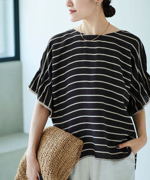 le.coeur blanc（ルクールブラン）の「ドビーボーダーギャザーブラウス（シャツ/ブラウス・レディース・ホワイト系その他/オレンジ系その他/ブラック系その他・38）」の19枚目の写真