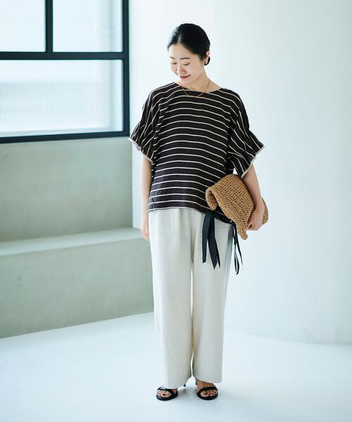 le.coeur blanc（ルクールブラン）の「ドビーボーダーギャザーブラウス（シャツ/ブラウス・レディース・ホワイト系その他/オレンジ系その他/ブラック系その他・38）」の10枚目の写真