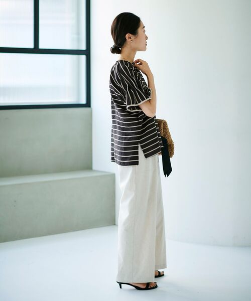 le.coeur blanc（ルクールブラン）の「ドビーボーダーギャザーブラウス（シャツ/ブラウス・レディース・ホワイト系その他/オレンジ系その他/ブラック系その他・38）」の11枚目の写真