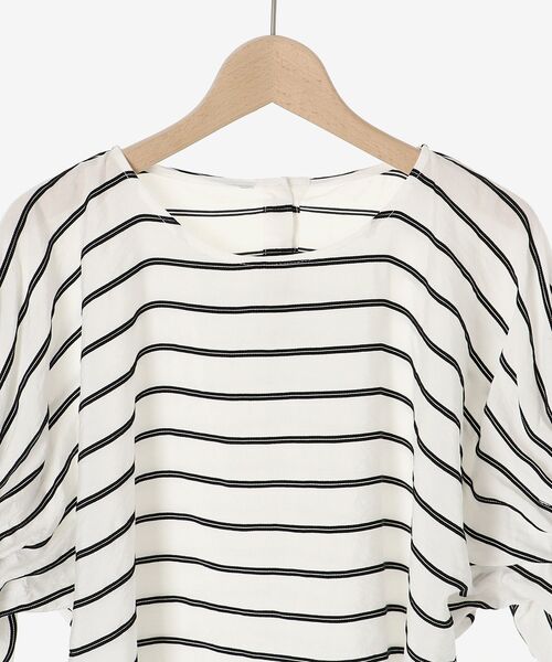 le.coeur blanc（ルクールブラン）の「ドビーボーダーギャザーブラウス（シャツ/ブラウス・レディース・ホワイト系その他/オレンジ系その他/ブラック系その他・38）」の7枚目の写真