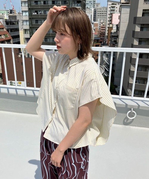 KBF（ケイビーエフ）の「WIDEボックスシルエットシャツ（シャツ/ブラウス・レディース・イエロー/ブルー/ライトブルー・ONE）」の3枚目の写真